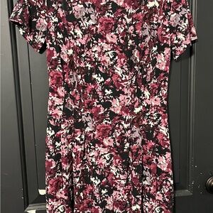 Roz & Ali Black and Pink Floral Midi Dress